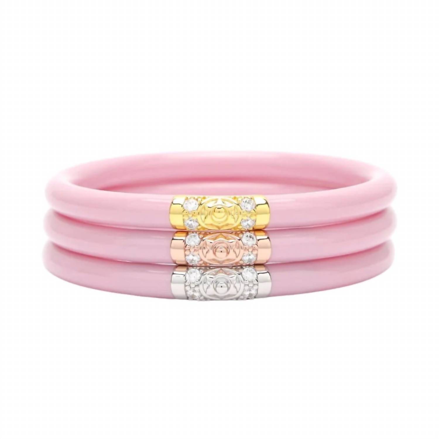 New Budhagirl Three Kings All Weather Bangles In Pink